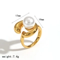 Anello di perle in acciaio inossidabile placcato oro 18k con dettagli su taglia e peso - Anello con Perla (TR4539-PL)