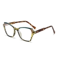 Retro cat-eye blue light blocking glasses with tortoiseshell and dark green frame - Clear Blue Light Blocking Lens / Tortoise Shell