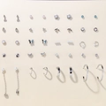 Set of 12 pairs of silver-tone alloy stud and hoop earrings with blue and white stones - 20 Pairs Set Butterfly Pearl Heart Flower