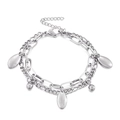 Pulsera de doble cadena en acero inoxidable plateado con colgantes ovalados y bolas - Color Acero (KB150597-Z)