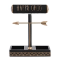 3-tier black velvet jewelry display stand with golden accents and arrow design - Black Arrow Detachable Jewelry Stand