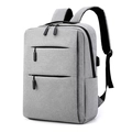 Grey business computer backpack with water-resistant fabric and external USB charging port - 1-Piece / Gray