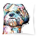 Nordic throw pillow cover featuring a colorful stylized shih tzu dog illustration print - Style 4