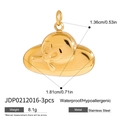 Golden stainless steel alien UFO charms in minimalist style for summer beach DIY jewelry - Alien UFO Style (JDP0212016-3pcs)