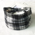 Elastic wide headband featuring a classic black and white checkered pattern on soft fabric - 63-Gray Checkered