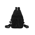 Veelzijdige zwarte nylon crossbodytas met drie ritszakken en verstelbare riem - Zonder Hanger / Zwart