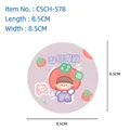 Cartoon girl pattern compressed wood pulp sponge in purple round variant 8.5cm size - Persimmon Wishes