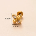 Golden flower cartilage earring with clear zircons measuring 0.8cm by 0.8cm - Gold 6# Clover