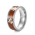 Silberner Titanring mit Akazienholz-Einlage und Meeresschildkröten-Motiv für Damen Herren - US 6 / Silber