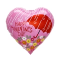 Pink heart-shaped foil balloon with Happy Valentine's Day text and umbrella design - 18 Inch Heart Umbrella Flower Valentine TX127
