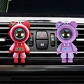Deep red and purple astronaut bear car air vent clips with shiny plated visors - Red+Purple (Set of 2)