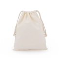 Single beige cotton drawstring pouch with soft texture on white background - 7*10cm / Beige Cotton