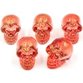 Set of 5 red crystal skulls with gold crackle texture for Halloween decorations - No.6 (Red Gold Crackle)