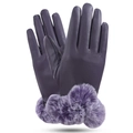 Guanti in pelle PU viola da donna con morbido bordo in ecopelliccia sui polsini - Liscio / Viola