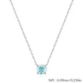 S925 Sterling Silber Halskette mit einem 6mm runden hellblauen Edelsteinanhänger - Hellrosa-6MM