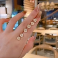 Set de 6 anillos dorados con piedras ojo de gato en formas geométricas variadas - Juego de Anillos Geométricos de Piedra de Ojo de Gato (A252金)