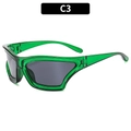 C3 variant stylish oversized cat-eye sunglasses with translucent green frames and grey lenses - Green Frame Grey Lens