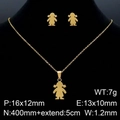 Conjunto de joyas doradas para niña con collar y pendientes en soporte de terciopelo - Dorado (KS128476-K)