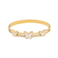Gold stainless steel bangle with white butterfly charms and sparkling zircon stones - White Butterfly Style (1#)