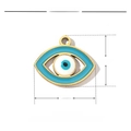 Detailansicht des 15mm Evil Eye Anhängers aus Edelstahl und Emaille mit Maßen - Ovaler Böser Blick