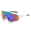 White frame sports cycling sunglasses with colorful gradient lenses and non-slip rubber tips - White Frame Green Lens