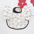 Waterproof baby bib with white cat face pattern and ruffle sleeve details - Wings - White Cat / One Size