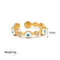 Detailansicht des 0,4 cm 18K vergoldeten Böses Auge Rings mit blauem Emaille und Kristallen - JDR202234-Gold Böser Blick