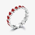 Polished 925 sterling silver ring featuring a vibrant red heart enamel element - US 6 / Heart Ring / Red