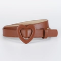 Brown children's PU leather belt with a sweet heart-shaped buckle and fine stitching - Camel