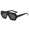 Klassische Vintage-Sonnenbrille in Schwarz mit goldenen Metallnieten am Rahmen - Schwarzer Rahmen Schwarz Graue Gläser