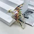 Exquisite phoenix brooch with pink crystal and colorful enamel inlay on white platform - Pink