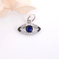 Silberner Evil Eye Anhänger mit blauem Kristall und Zirkonia für DIY-Schmuckherstellung - Silber