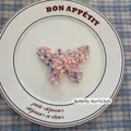 Pink sequin butterfly Christmas ornament on a white plate with 8x6.5cm size details - Butterfly-01 (1pc)