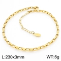 Gold stainless steel heart ankle bracelet with rectangular link chain and lobster clasp - Gold Rectangular Link (KJ3773-Z)