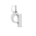 Polished silver lowercase letter q pendant charm with an oval hanging loop - Lowercase q - Steel Color