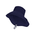 Dark blue wide brim sun hat with adjustable drawstring and quick-dry sun protection - Navy Blue