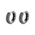 Retro titanium steel chain earrings in antique silver finish with textured relief - Silver (Single Piece)