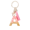 Llavero letra A de resina rosa y purpurina dorada con borla y metal color dorado - Pan de Oro Rosa A