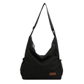 Large capacity black canvas messenger bag with durable fabric for casual sports and school - Black