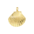 Vintage gold plated shell pendant necklace with metallic luster and nautical theme - VD1519 Gold Shell