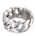 Brushed matte 316L stainless steel Cuban link bracelet for men with wide rectangle clasp - Brushed Style (KB26449-D)