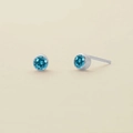 Minimalist sky blue gemstone stud earrings in polished silver setting for women - December Lake Blue - Silver