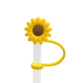 Silicone straw cover shaped like a yellow sunflower with a brown center for decoration - 1704-06 Sunflower Shape
