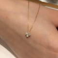 Exquisite 14K gold plated S925 silver four-leaf clover necklace with sparkling cubic zirconia - 925 Silver / Gold 45cm Adjustable