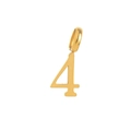Ciondolo numero 4 minimalista in acciaio al titanio placcato oro 18k con finitura liscia - Numero 4 / Oro