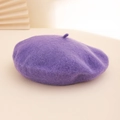 Classic purple faux cashmere beret hat with a soft texture for a minimalist style - One Size / Medium Purple