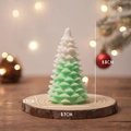Green gradient Christmas tree scented candle on wood base, 9.5cm height holiday decor - Green Cedar Christmas Tree (Pomelo Sea) / 5.7x9.5cm