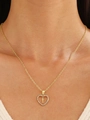 Gouden hart- en kruisarmband met witte kristallen op een fijne choker ketting - Goud (WG-0556)