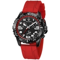 Sportief herenhorloge met rode siliconen band en zwart multifunctioneel chronograaf wijzerplaat - Rood