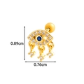 Gouden Evil Eye piercing met blauwe en witte zirkonia steentjes in vlindervormig design - Boze Oog Kwastje Stijl (2618-4# Goud)